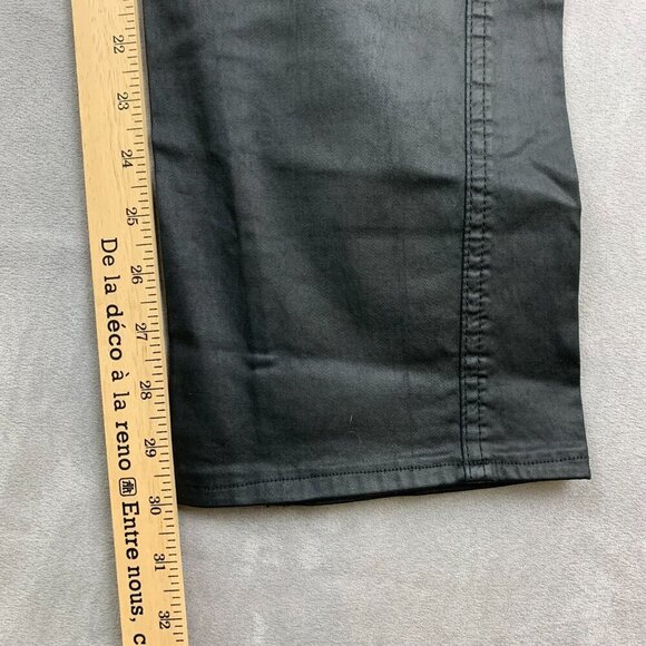 Robins Jean Men Pants 32x30 Black Studded Jeans Slim Fake Leather Motard Biker - Picture 8 of 16